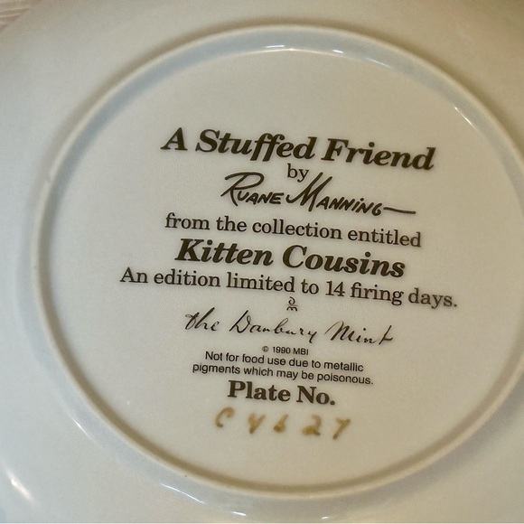 Limited Edition “A Stuffed Friend” Cat Plate by Ruane Manning | The Danbury Mint - Picture 11 of 16